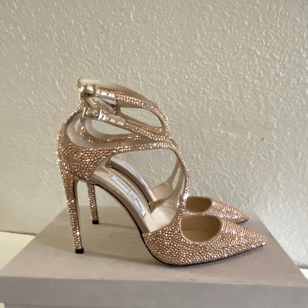 Jimmy Choo Rose gold Lancer 100mm size 39.